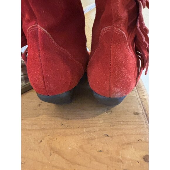 Arizona Jean Company Red Suede Leather Western Cowboy Pointed Toe Boots 7M - Picture 6 of 14